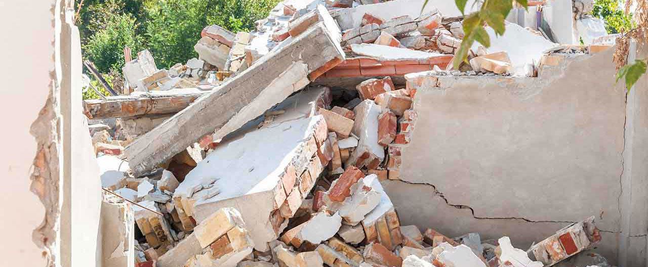 crumbled building after an earthquake