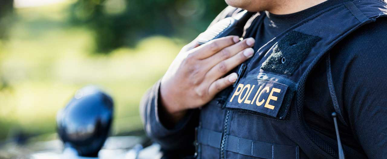 close view of police chest