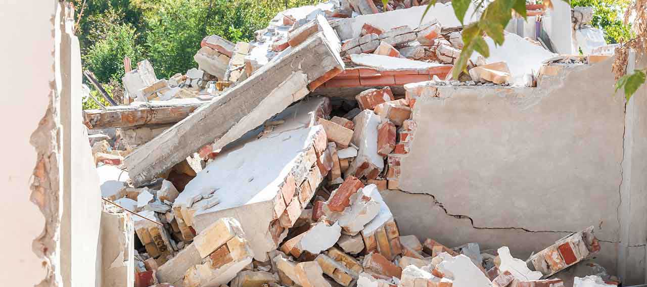 crumbled building after earthquake