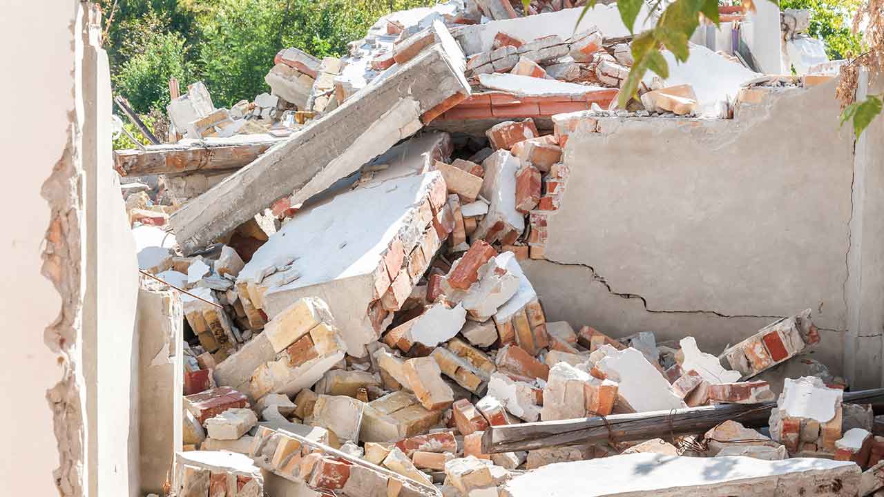 crumbled building after earthquake