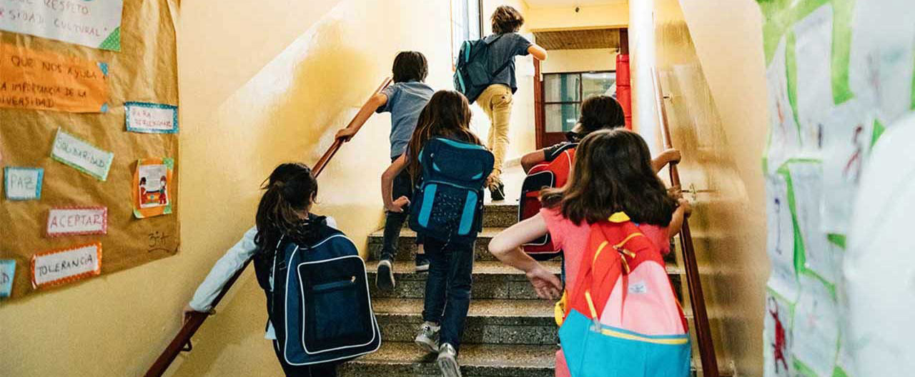 elementary students going to school